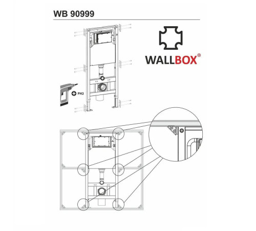Кронштейны для установки инсталляции в профиль WALLBOX (комплект 6 шт.) WB 90999
