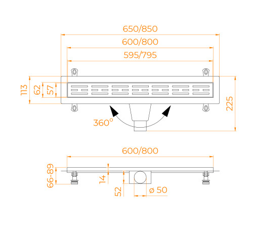 Душевой лоток RGW Drain Leo-20 600 мм 60212060-01