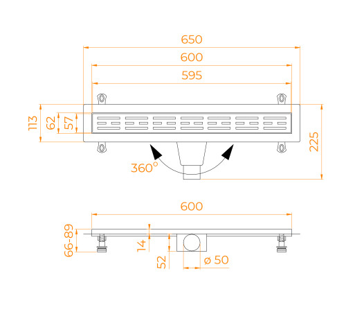 Душевой лоток RGW Drain Leo-30B 600 мм черный 60213060-04