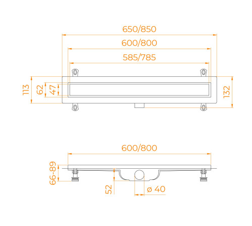 Душевой лоток RGW Drain Leo-41 800 мм 60214180-01