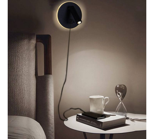 Бра 86203-9.2-001KT LED12W+USB BK