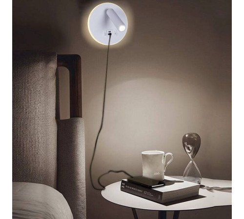 Бра 86203-9.2-001KT LED12W+USB WT