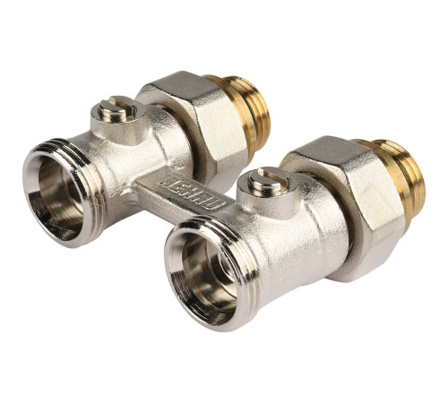Блок шаровых кранов прямой REHAU RAUTITAN G 1/2 x G 3/4 никелированный 12407271001