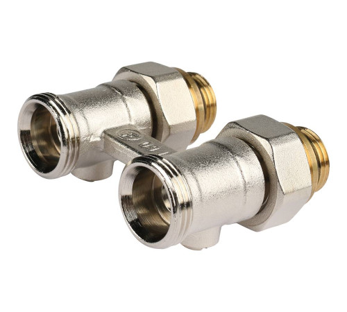 Блок шаровых кранов прямой REHAU RAUTITAN G 1/2 x G 3/4 никелированный 12407271001