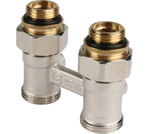 Блок шаровых кранов прямой REHAU RAUTITAN G 1/2 x G 3/4 никелированный 12407271001