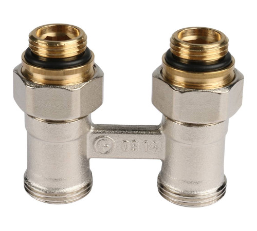 Блок шаровых кранов прямой REHAU RAUTITAN G 1/2 x G 3/4 никелированный 12407271001