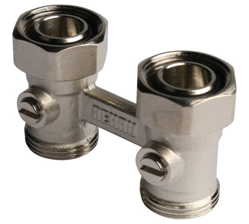 Блок шаровых кранов прямой REHAU RAUTITAN G 1/2 x G 3/4 никелированный 12407271001
