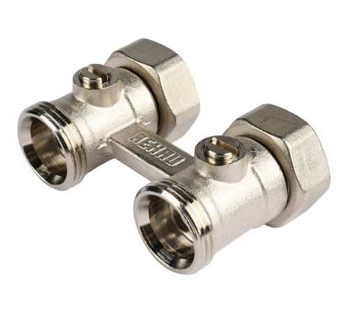 Блок шаровых кранов прямой REHAU RAUTITAN G 1/2 x G 3/4 никелированный 12407271001