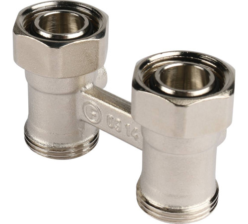 Блок шаровых кранов прямой REHAU RAUTITAN G 1/2 x G 3/4 никелированный 12407271001