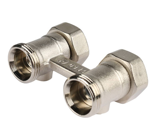 Блок шаровых кранов прямой REHAU RAUTITAN G 1/2 x G 3/4 никелированный 12407271001