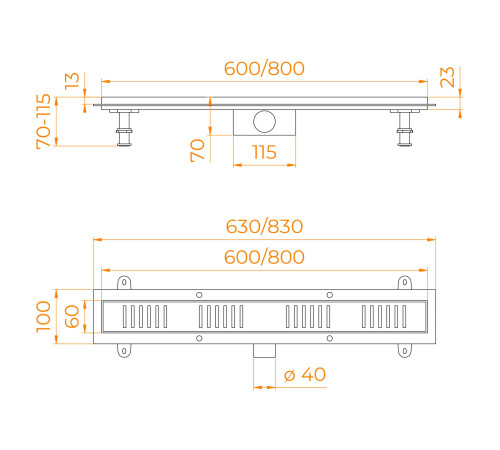 Душевой трап RGW SDR-34B 600 мм черный под плитку 64213460-04