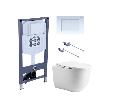 Комплект инсталляции 4 в 1 Aquatek Классик cm-INS23-009 (рама INS-0000023 + кнопка KDI-0000009 + унитаз AQ1112-00) cm-INS23-009