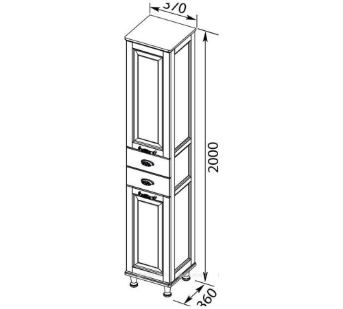 Шкаф-пенал Aquanet Тесса 35 жасмин серебро 00185811