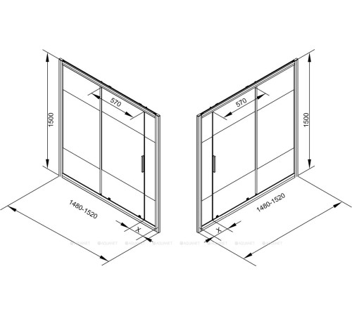 Шторка для ванны Aquanet Practic 1500 мм хром стекло полоска 6 мм AE10-B-150H150U-CP