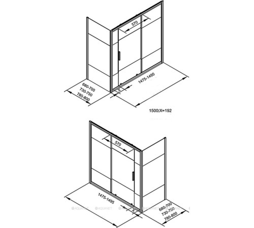 Шторка для ванны Aquanet Practic 1500 мм хром стекло полоска 6 мм AE10-B-150H150U-CP