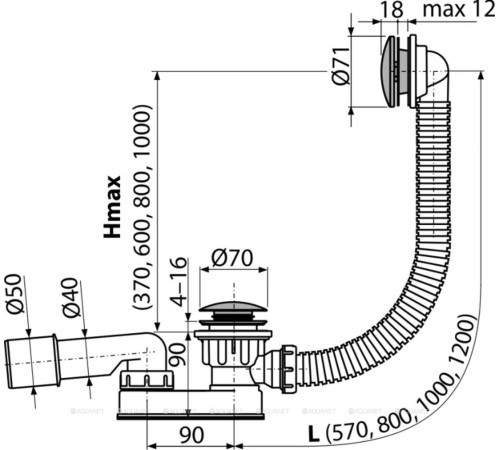 Слив-перелив для ванны Alcaplast A507CKM Click-Clack металл A507CKM