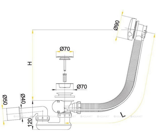 Сифон для ванны AlcaPlast автомат хром A51CRM
