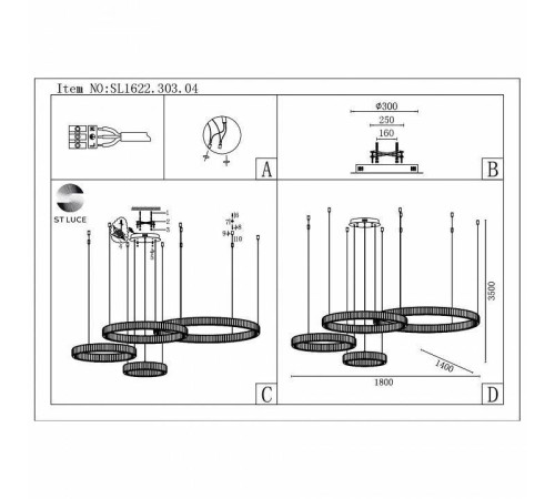 Подвесной светильник ST-Luce Tivoli 4xE14 SL1622.303.04