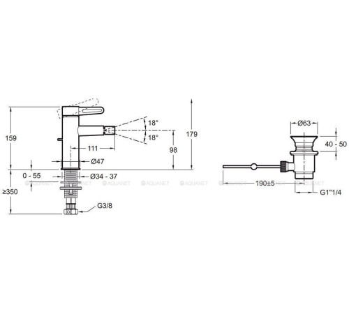 Смеситель для биде Jacob Delafon Nouvelle Vague E78342-CAT
