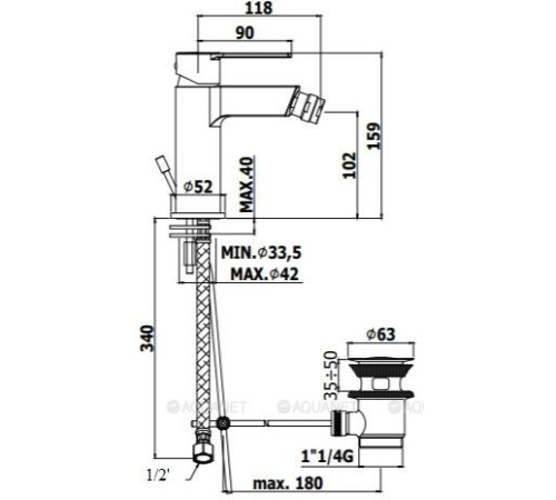 Смеситель для биде Paffoni RINGO с донным клапаном 1 1/4 черный матовый RIN135NO