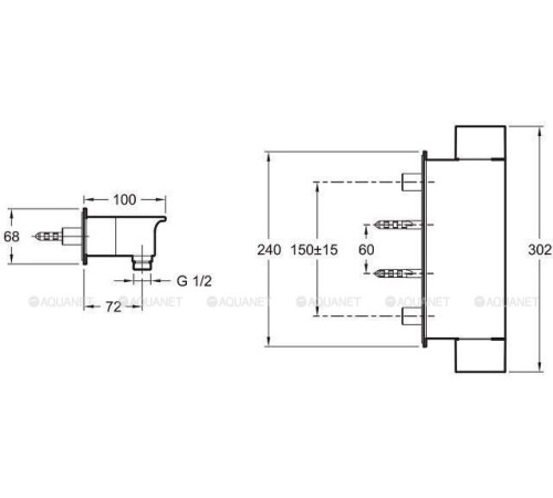 Смеситель для душа Jacob Delafon STANCE настенный хром E9102-CP