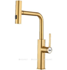 Смеситель для кухни Haiba HB73824-5 с выдвижным изливом нержавеющая сталь золото HB73824-5