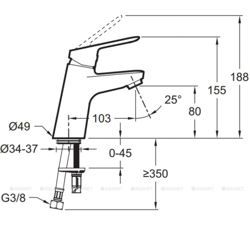 Смеситель для раковины Jacob Delafon Lucien без донного клапана хром E20849-CP