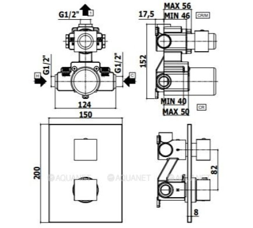 Смеситель термостатический для душа Paffoni Level встраиваемый на 1 выход хром LEQ513CR