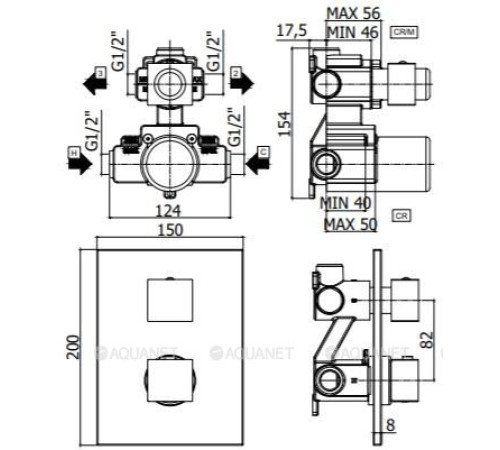 Смеситель термостатический для душа Paffoni Level встраиваемый на 3 выхода черный матовый LEQ519NO/M