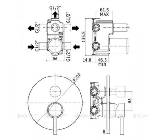 Смеситель для душа встраиваемый Paffoni STICK на 3 выхода steel looking SK019ST