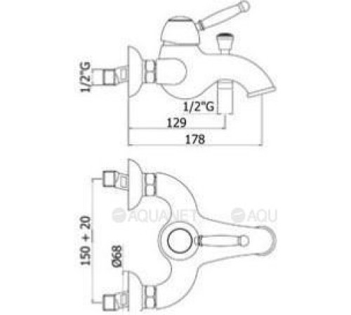 Смеситель для ванны Paffoni Giorgia короткий излив золото глянец GI022GF