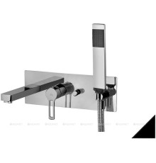 Смеситель для ванны встраиваемый Paffoni Ringo с изливом и душевым набором черный матовый RIN001NO