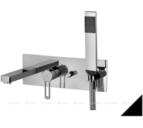 Смеситель для ванны встраиваемый Paffoni Ringo с изливом и душевым набором черный матовый RIN001NO