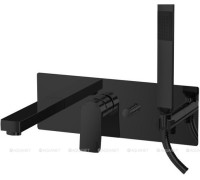 Смеситель для ванны Paffoni Tilt встраиваемый с изливом и душевым набором черный матовый TI001NO