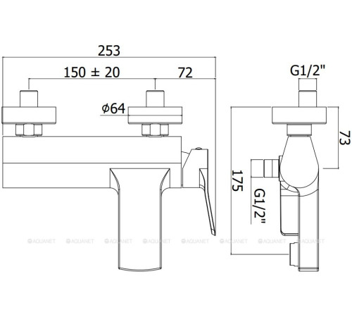 Смеситель для ванны Paffoni TILT с коротким изливом без душевого набора сталь TI022ST