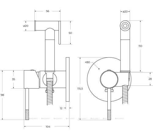 Гигиенический душ со смесителем Cezares RELAX брашированное золото RELAX-DIF-BORO