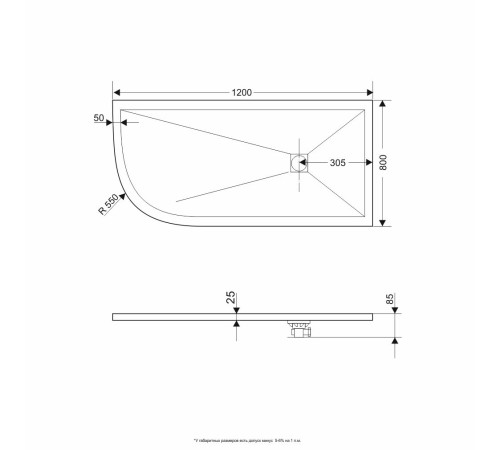 Душевой поддон асимметричный RGW Stone Tray ST/AR-W 1200х800 мм белый 16154128-01R