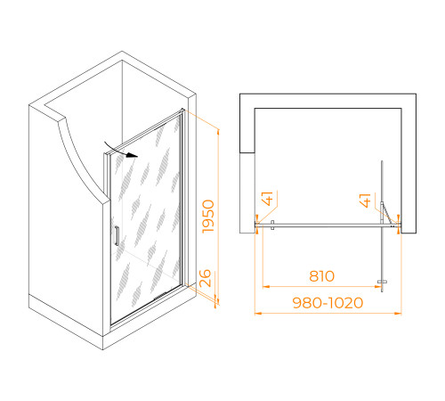 Душевая дверь RGW SV-05 1000 мм фактурное стекло Grape 70320510-151