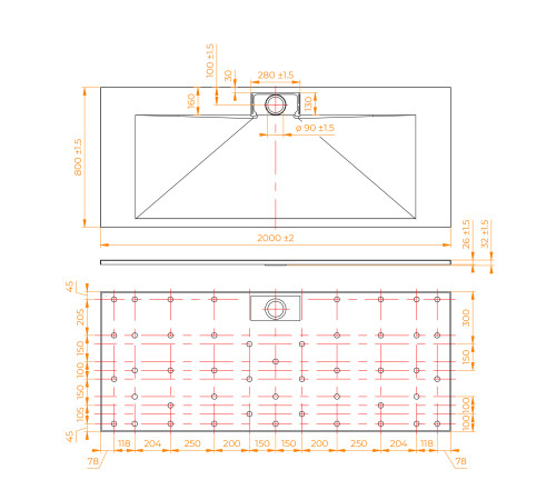 Душевой поддон RGW TKS-Gr 800x2000 мм серый 553802820-12