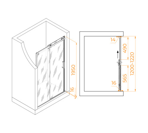 Душевая дверь RGW Tornado TO-14B 1200 мм черный 02071412-14