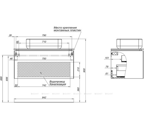 Тумба под раковину Allen Brau INFINITY 85 см 1+1 антрацит матовый 1.21002.AM