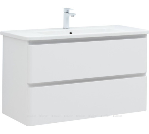 Тумба под раковину Aquanet Эмбер 105 2 ящика белый матовый 00330469