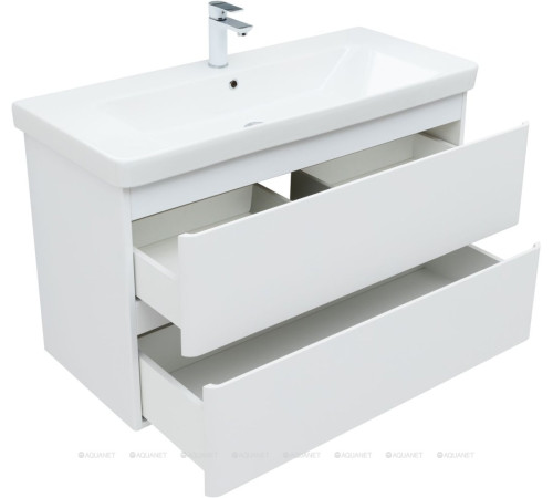 Тумба под раковину Aquanet Эмбер 105 2 ящика белый матовый 00330469