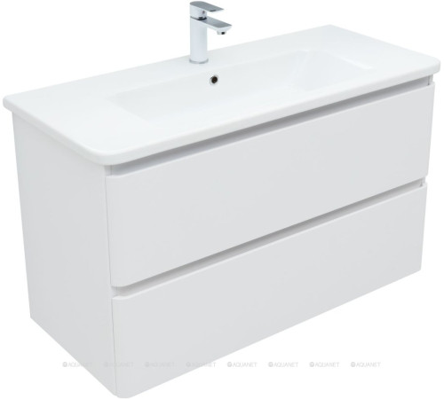 Тумба под раковину Aquanet Эмбер 105 2 ящика белый матовый 00330469