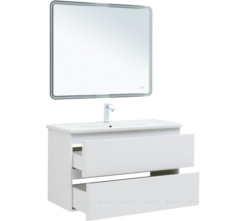 Тумба под раковину Aquanet Эмбер 105 2 ящика белый матовый 00330469
