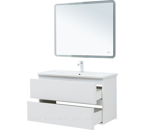 Тумба под раковину Aquanet Эмбер 105 2 ящика белый матовый 00330469