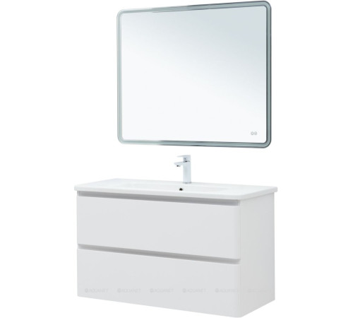 Тумба под раковину Aquanet Эмбер 105 2 ящика белый матовый 00330469