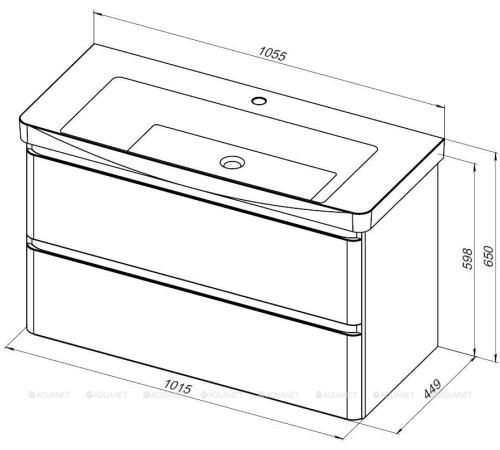 Тумба под раковину Aquanet Эмбер 105 2 ящика белый матовый 00330469
