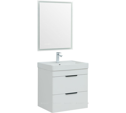 Тумба под раковину Aquanet Ирис new 60 подвесная 2 ящика белый глянец 00310144
