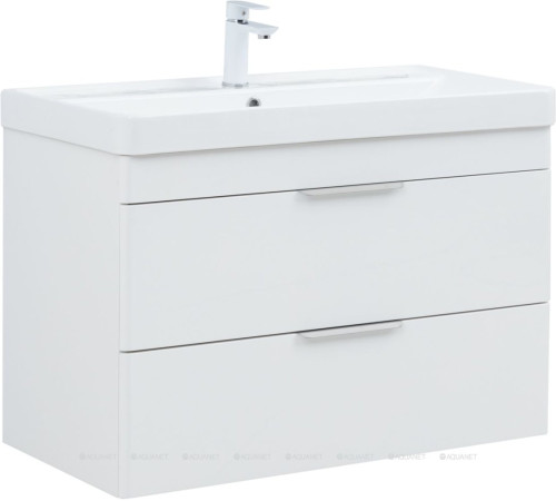 Тумба под раковину Aquanet Ирис new 90 подвесная 2 ящика белый глянец 00336311